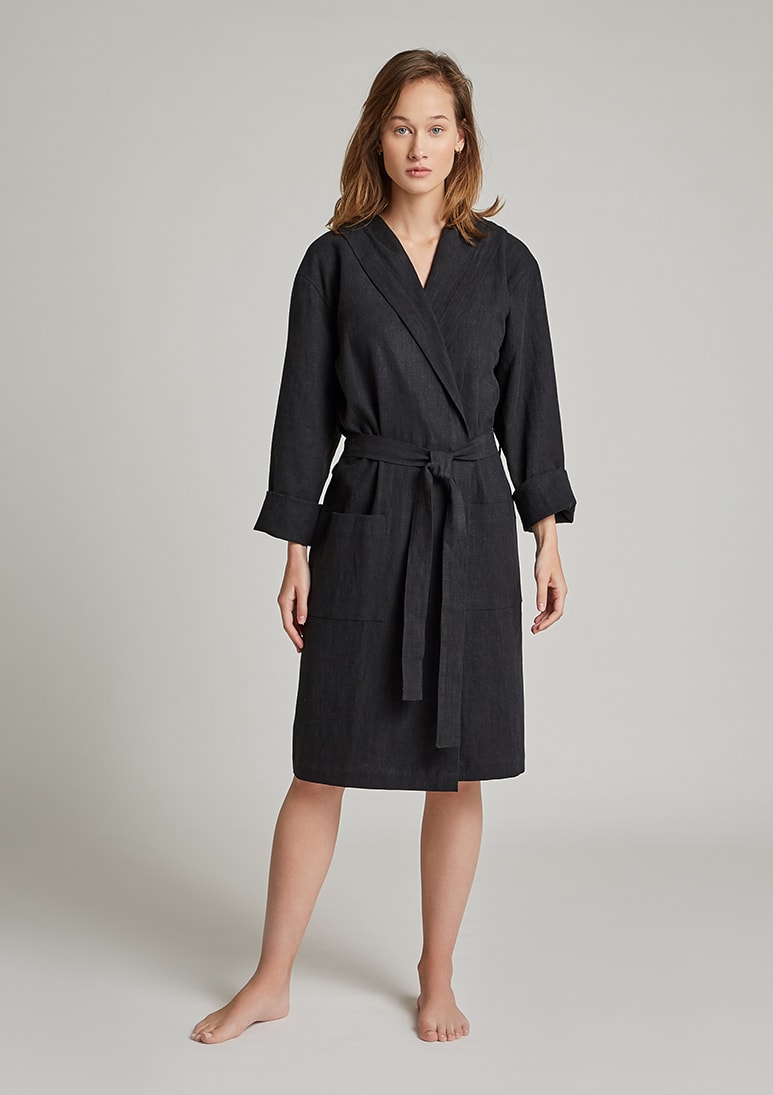 Natura Linen Gown  Black