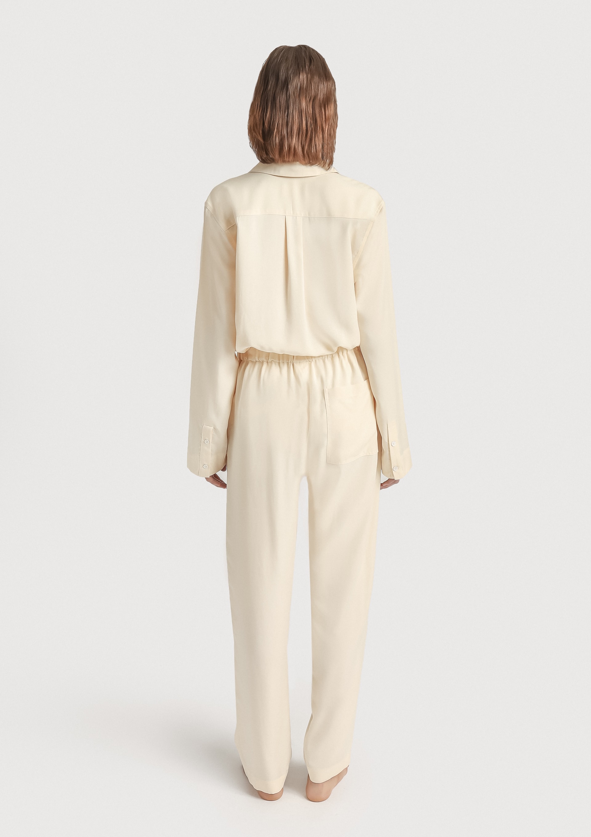 Lady L. Sleeve&Trousers - Cream (b) Alma Tencel Unisex Long Sleeve Shirt - Cream - Sea You Soon