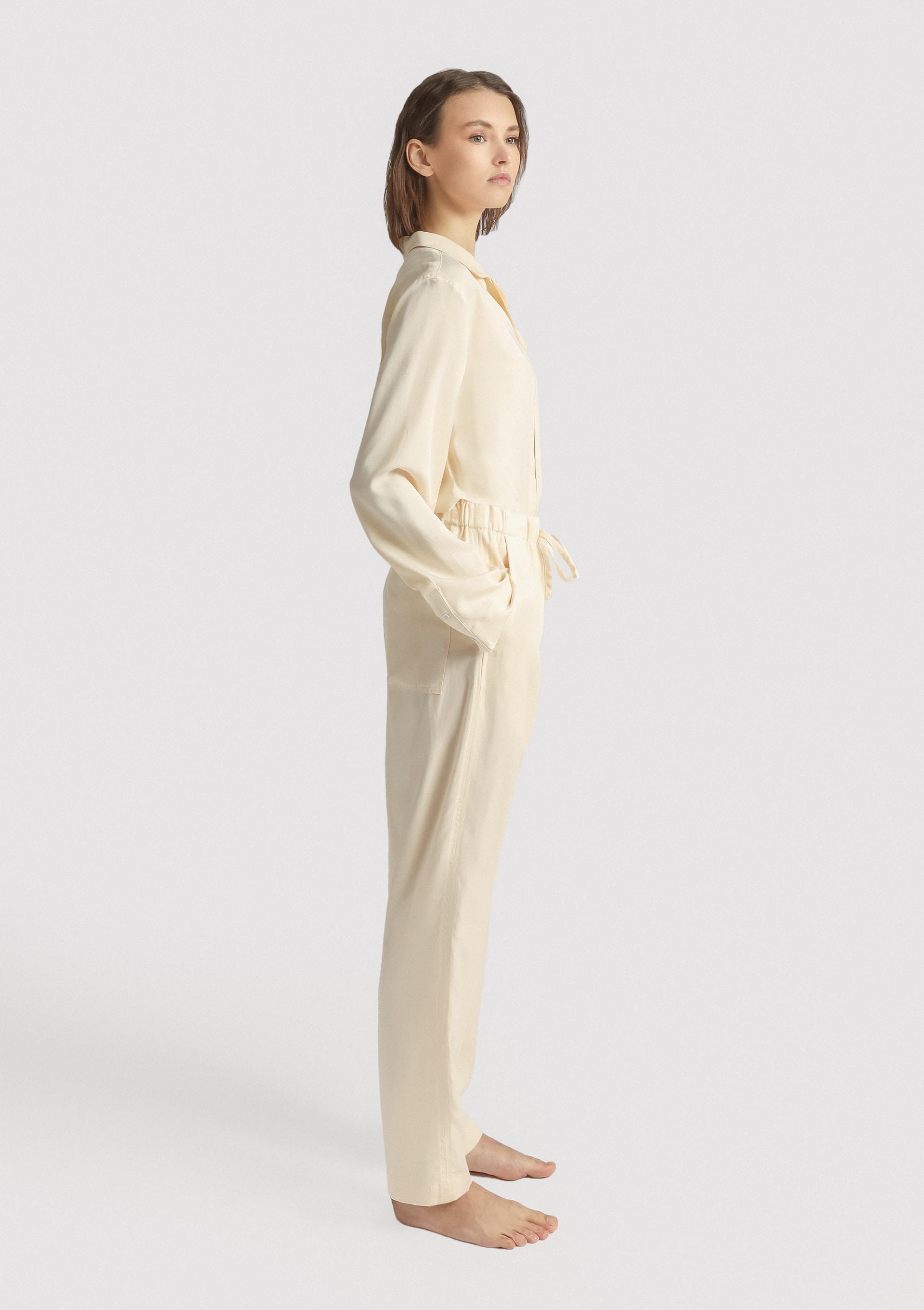 Lady L. Sleeve&Trousers - Cream (c) Alma Tencel Unisex Long Sleeve Shirt - Cream - Sea You Soon