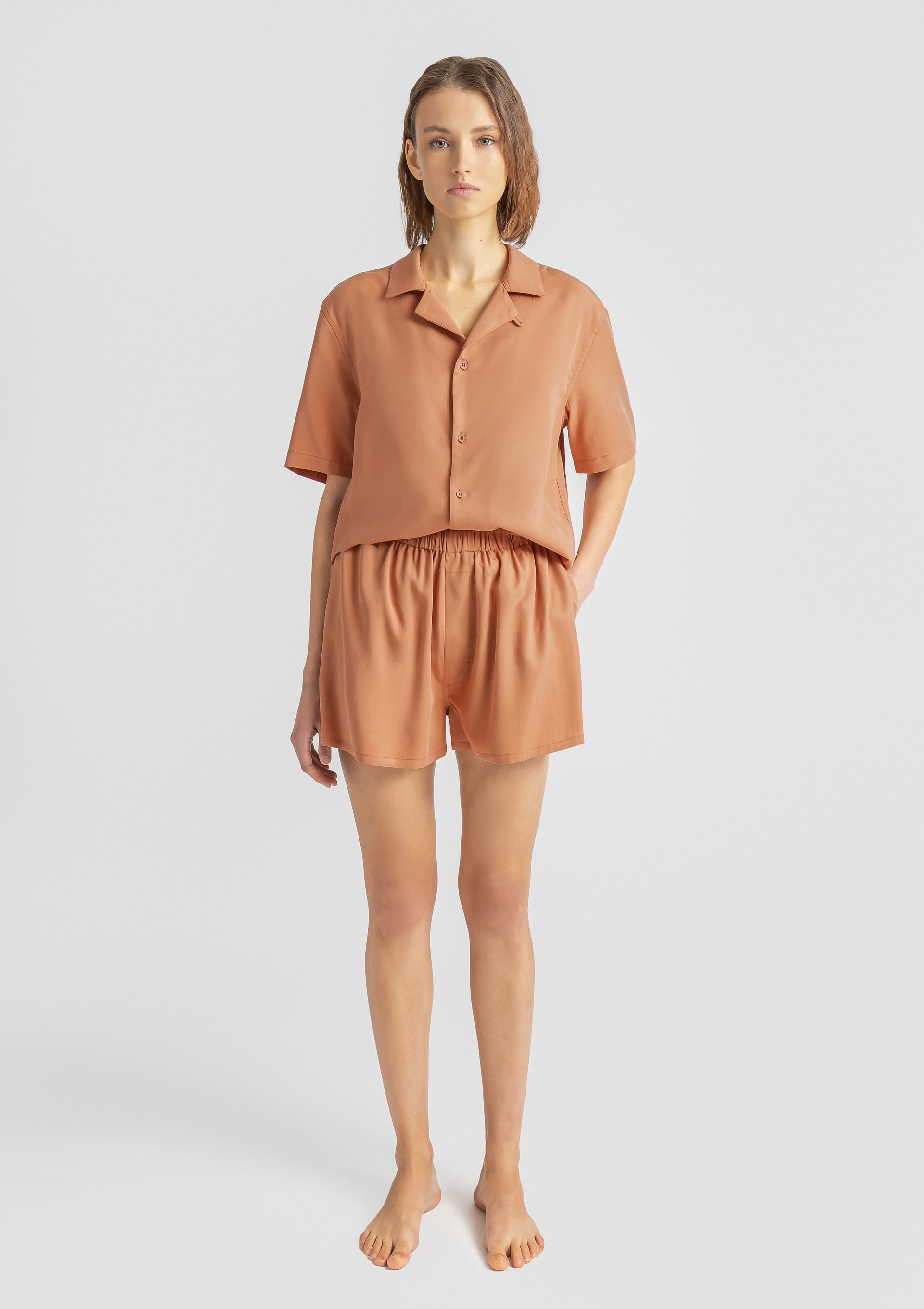 Lady S. Sleeve&Shorts - Nude (a) Alma Tencel Unisex Short Sleeve Shirt - Nude - Sea You Soon