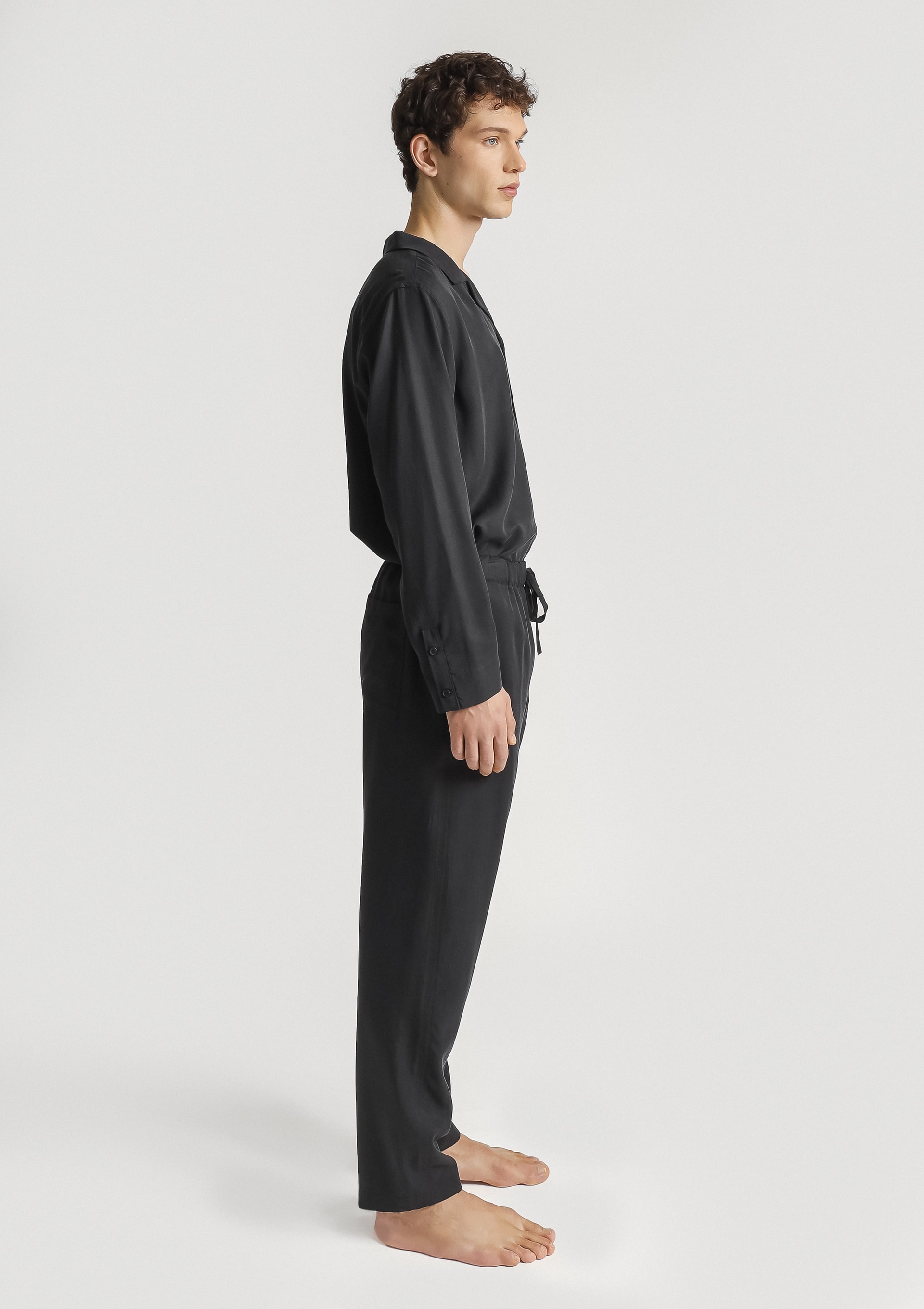 Man L. Sleeve&Trousers - Black (b) Alma Tencel Unisex Long Sleeve Shirt - Black - Sea You Soon
