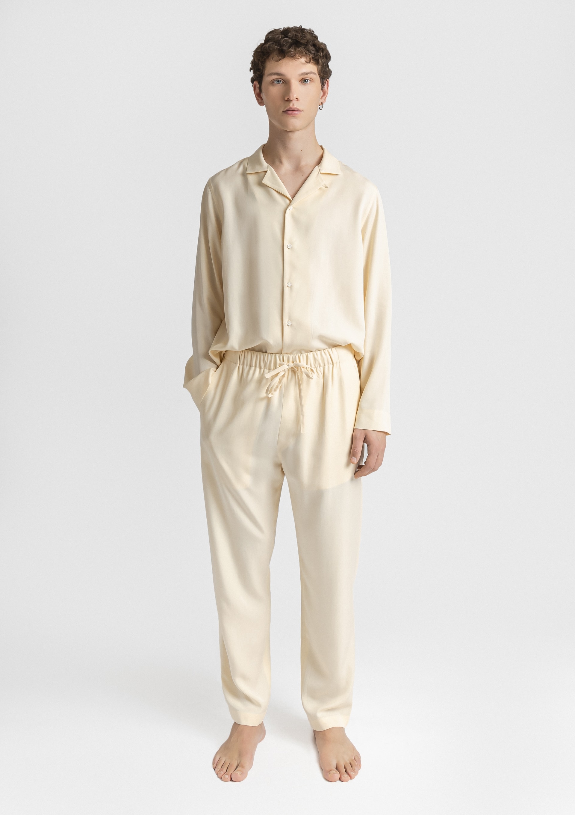 Man L. Sleeve&Trousers - Cream (a) Alma Tencel Unisex Long Sleeve Shirt - Cream - Sea You Soon