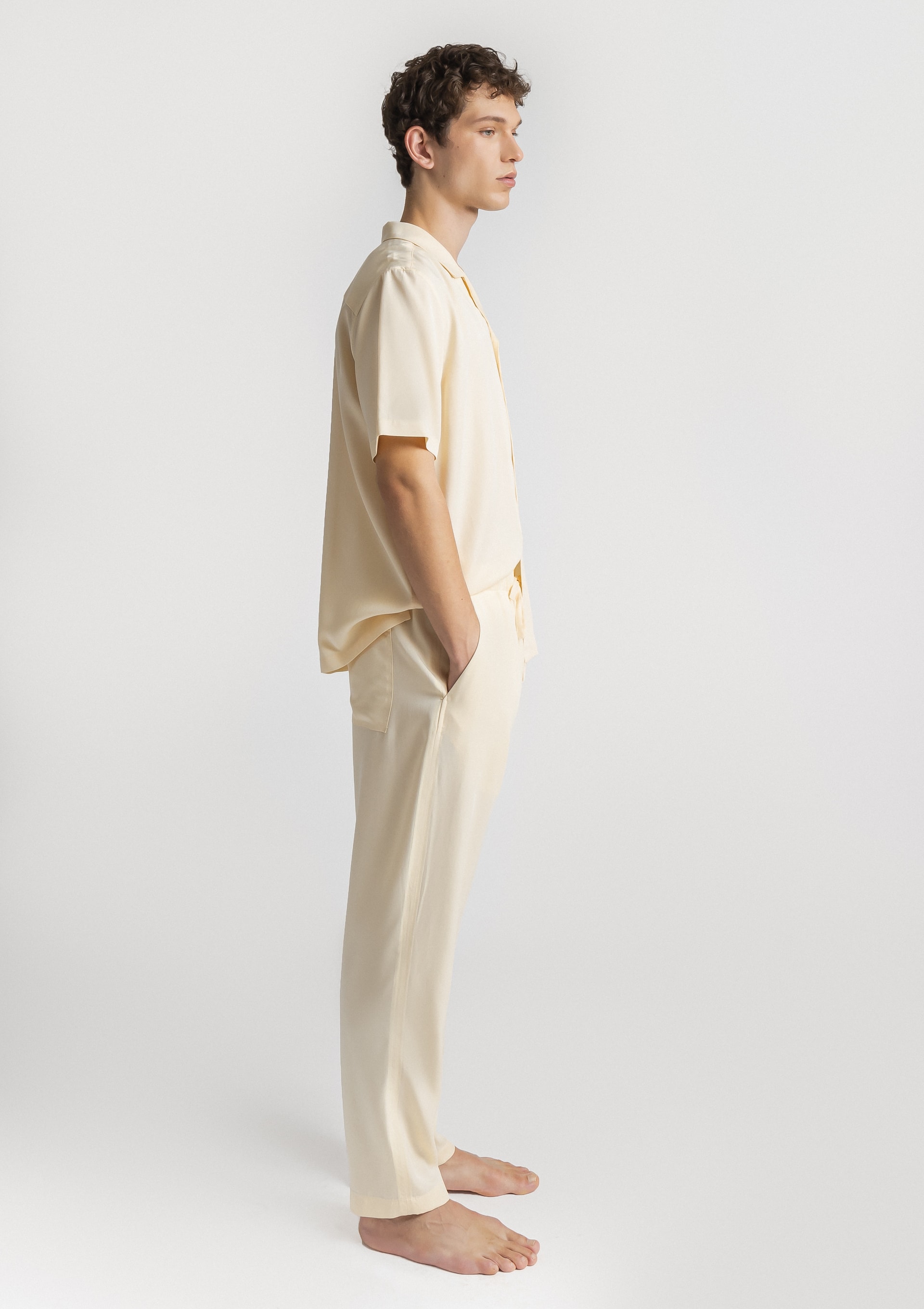 Man S. Sleeve&Trousers - Cream (b) Alma Tencel Unisex Short Sleeve Shirt - Cream - Sea You Soon
