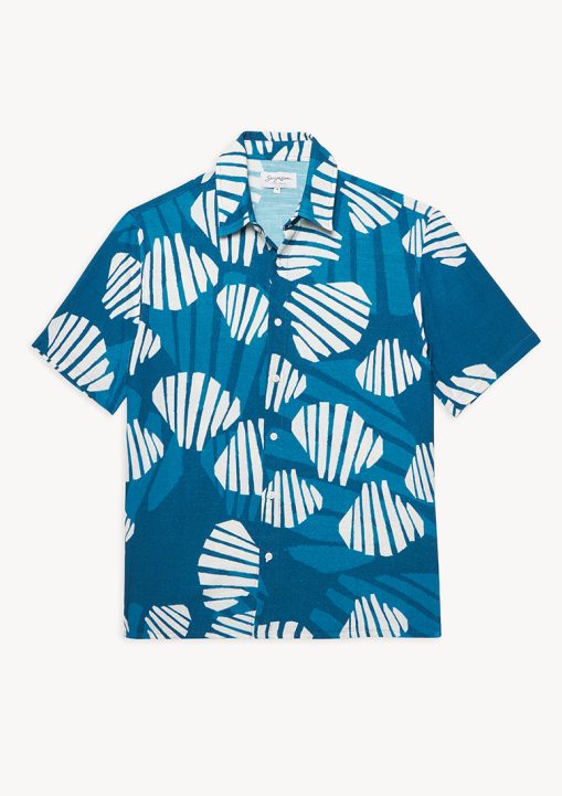 Almejas Short Sleeve Print Shirt - Navy Blue - Sea You Soon