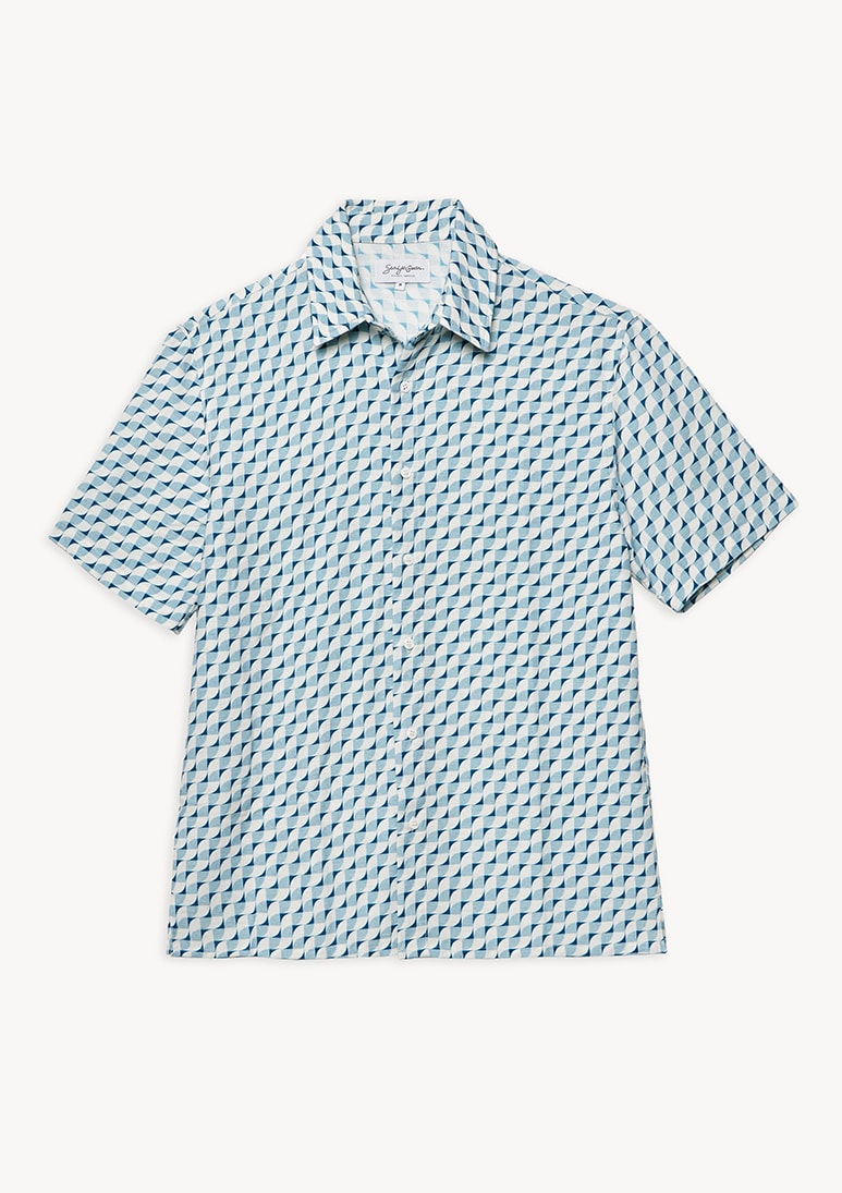 Oceano Celeste Printed Short Sleeve Shirt - Sea You Soon
