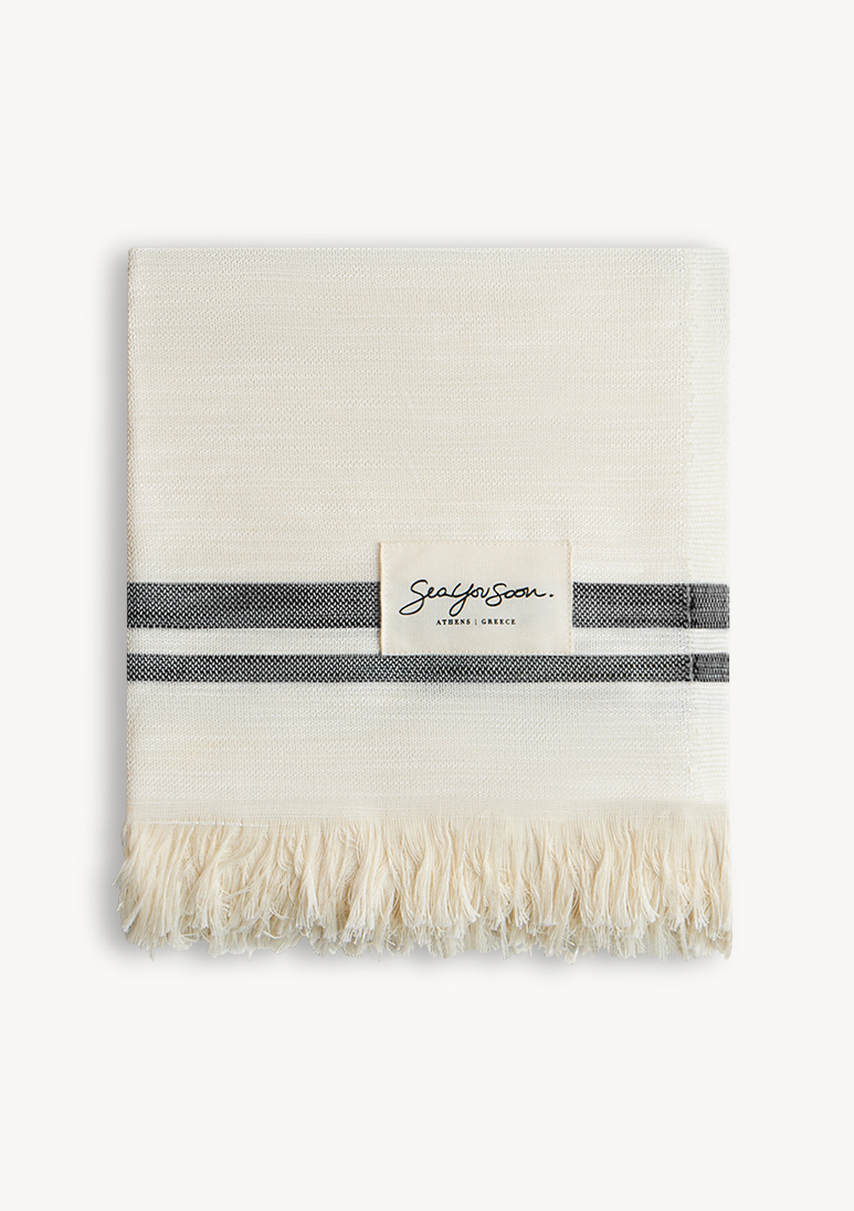 Salentina-beach-towel-Black (b) Salentina TENCEL™ Towel - Black - Sea You Soon