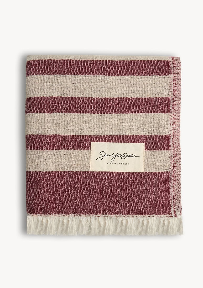 baia-linen-beach-towel-burgundy (b) Baia Linen Towel - Burgundy - Sea You Soon