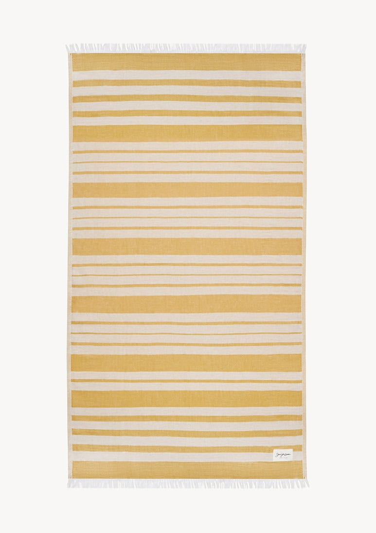 baia-linen-beach-towel-mustard (a) Baia Linen Towel - Mustard - Sea You Soon