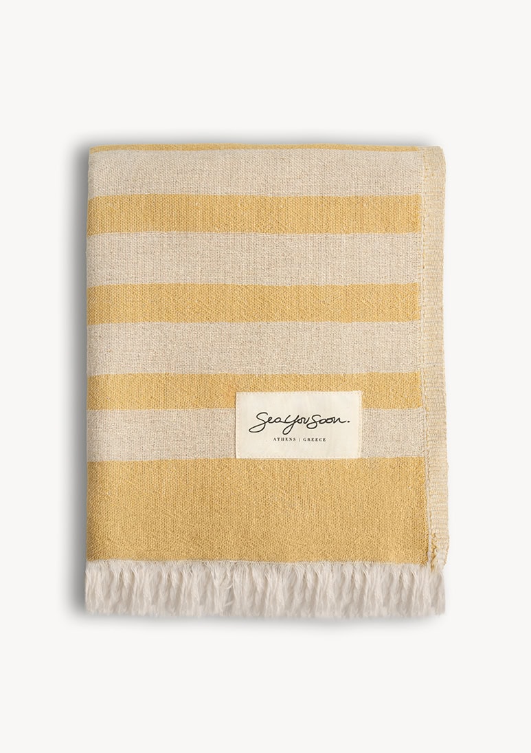 baia-linen-beach-towel-mustard (b) Baia Linen Towel - Mustard - Sea You Soon