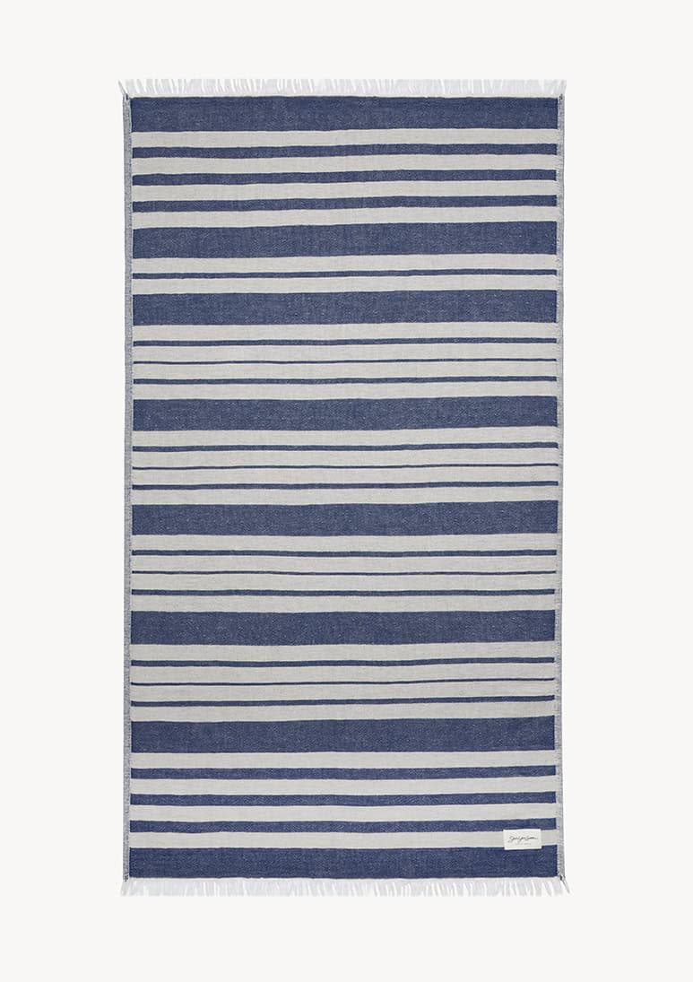 baia-linen-beach-towel-navy-blue (a) Baia Linen Towel - Navy Blue - Sea You Soon