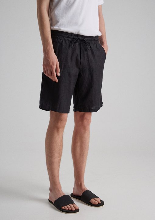 Benicia Elasticated Linen Shorts - Black - Sea You Soon