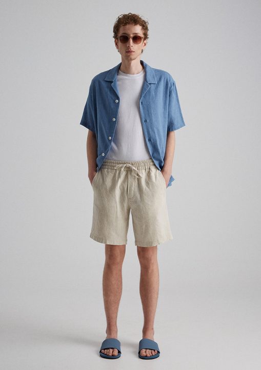 Benicia Elasticated Linen Shorts - Natural - Sea You Soon