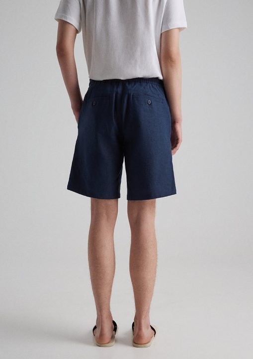 Benicia Elasticated Linen Shorts - Navy Blue - Sea You Soon