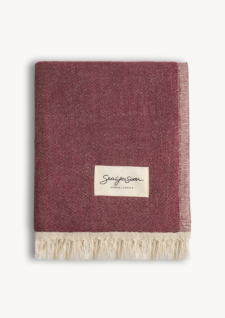 mare-linen-beach-towel-burgundy (b) Mare Linen Towel - Burgundy - Sea You Soon