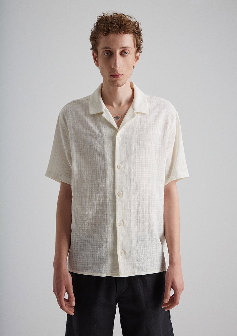 sanona-shirt-offwhite (b) Sanona Short Sleeve Cotton Shirt - Off White - Sea You Soon