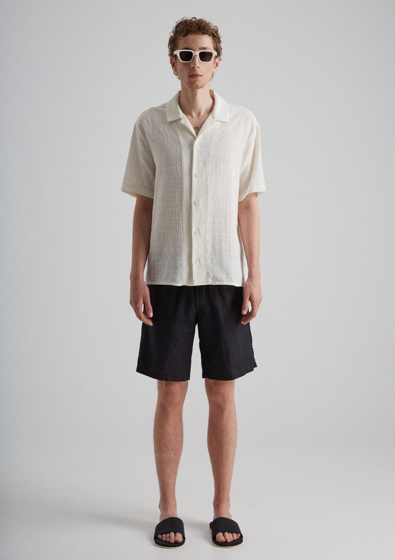 sanona-shirt-offwhite (d) Sanona Short Sleeve Cotton Shirt - Off White - Sea You Soon