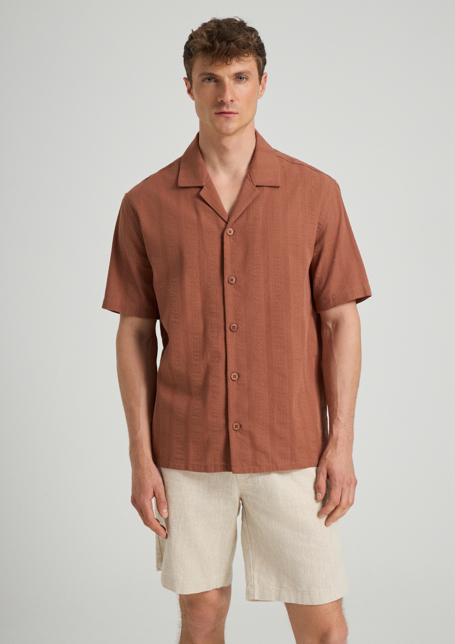 Evoto Delos Resort Cotton Shirt - Burnt Umber - Sea You Soon