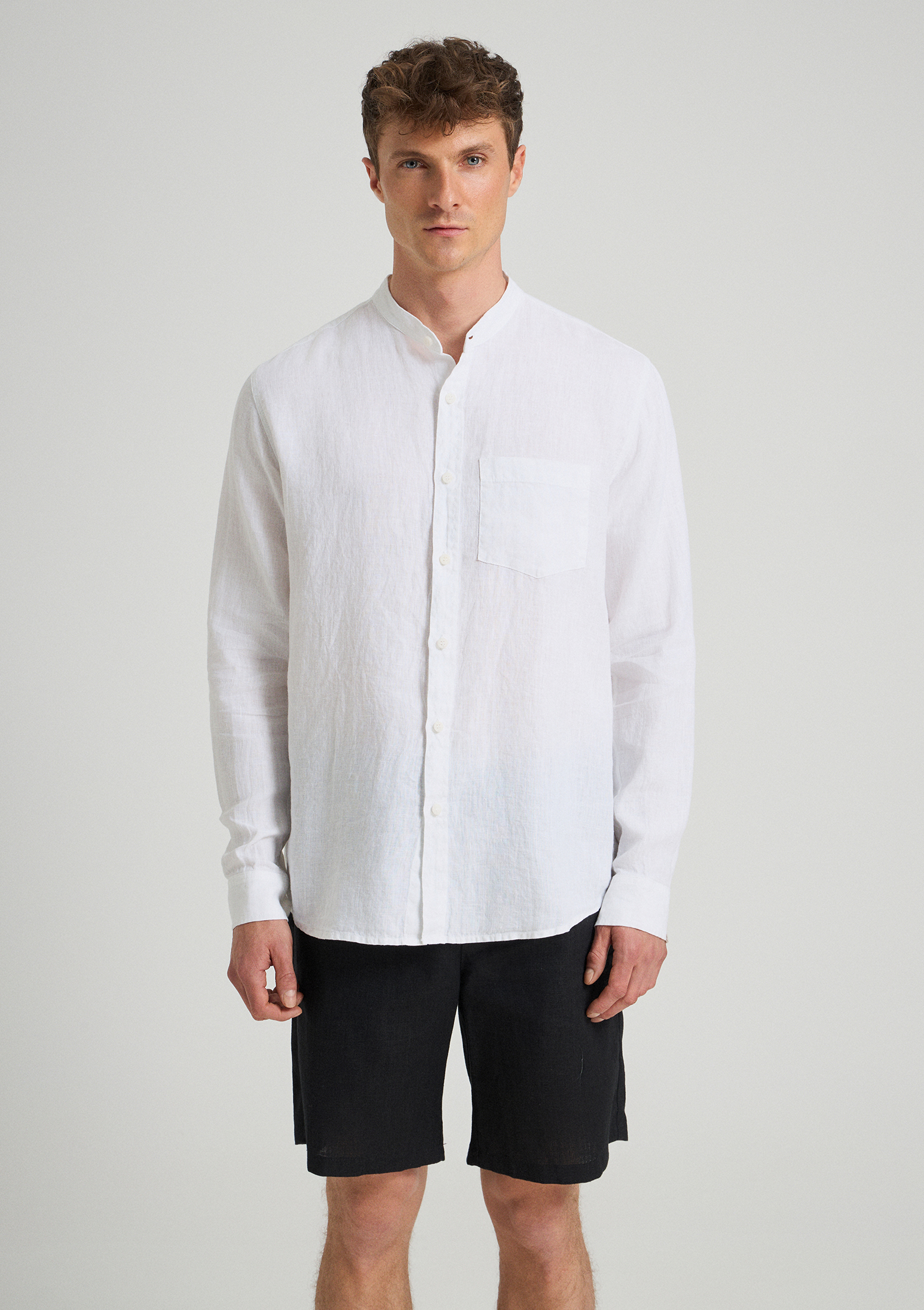 Evoto Frenzo Regular Fit Mao Shirt White - Sea You Soon