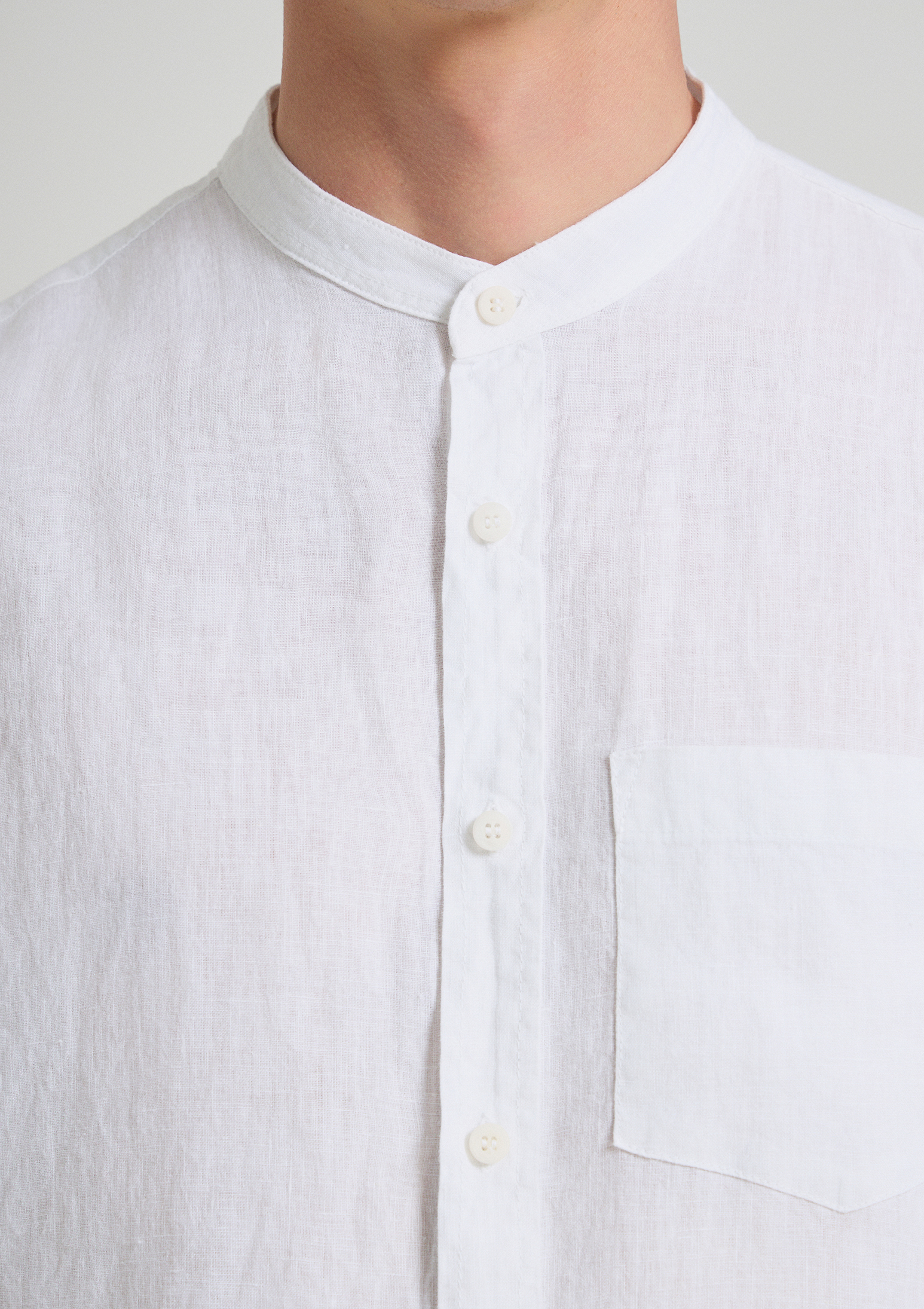 Evoto Frenzo Regular Fit Mao Shirt White - Sea You Soon