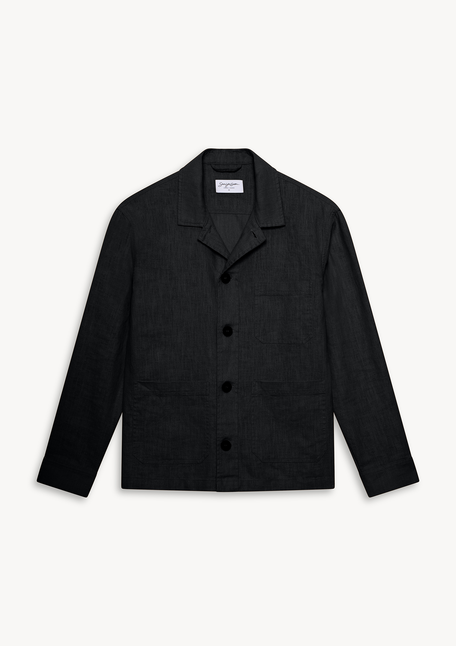 Black Pure Linen Sleeveless Jacket