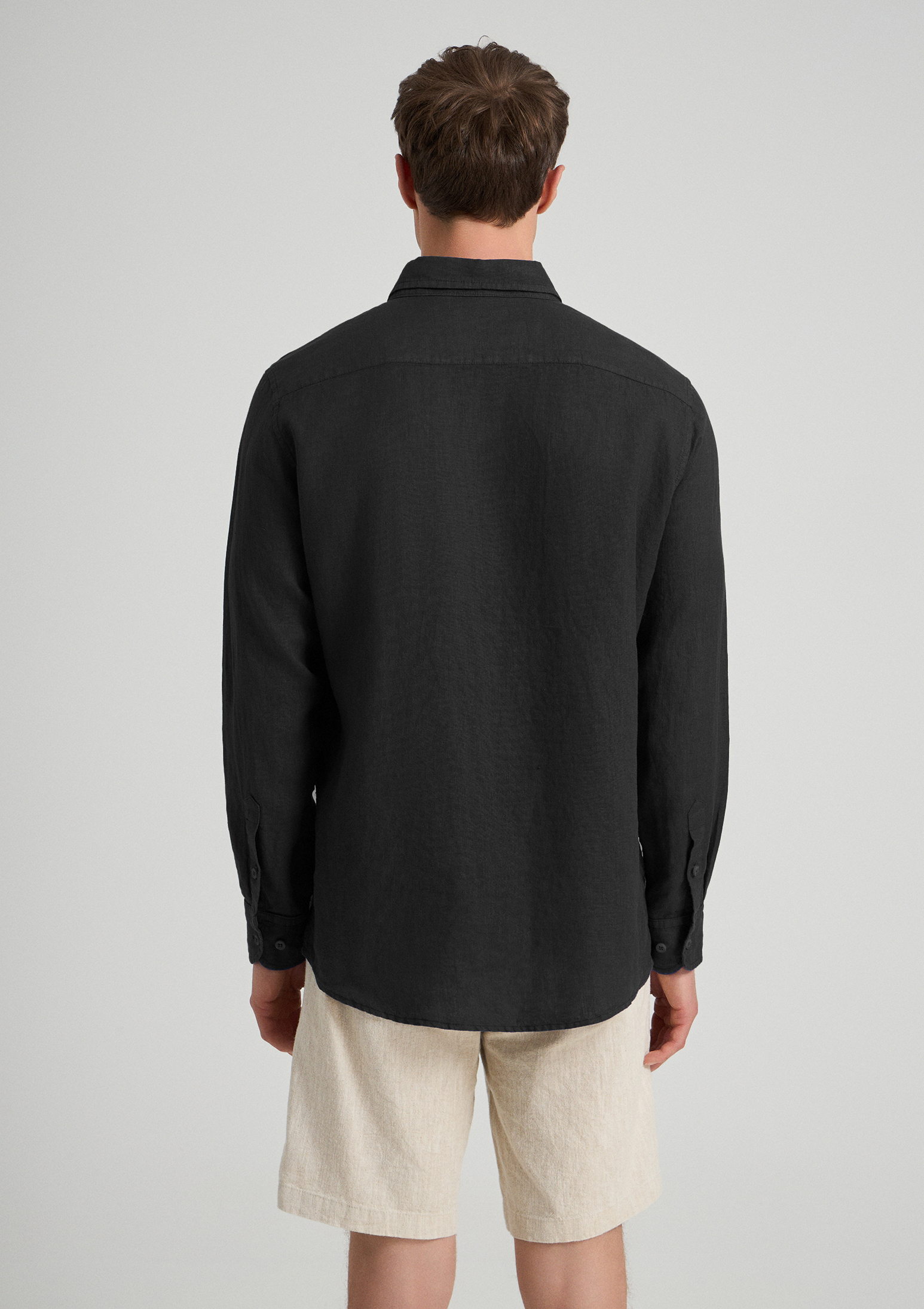 Evoto Valano Regular Fit Linen Shirt Black - Sea You Soon