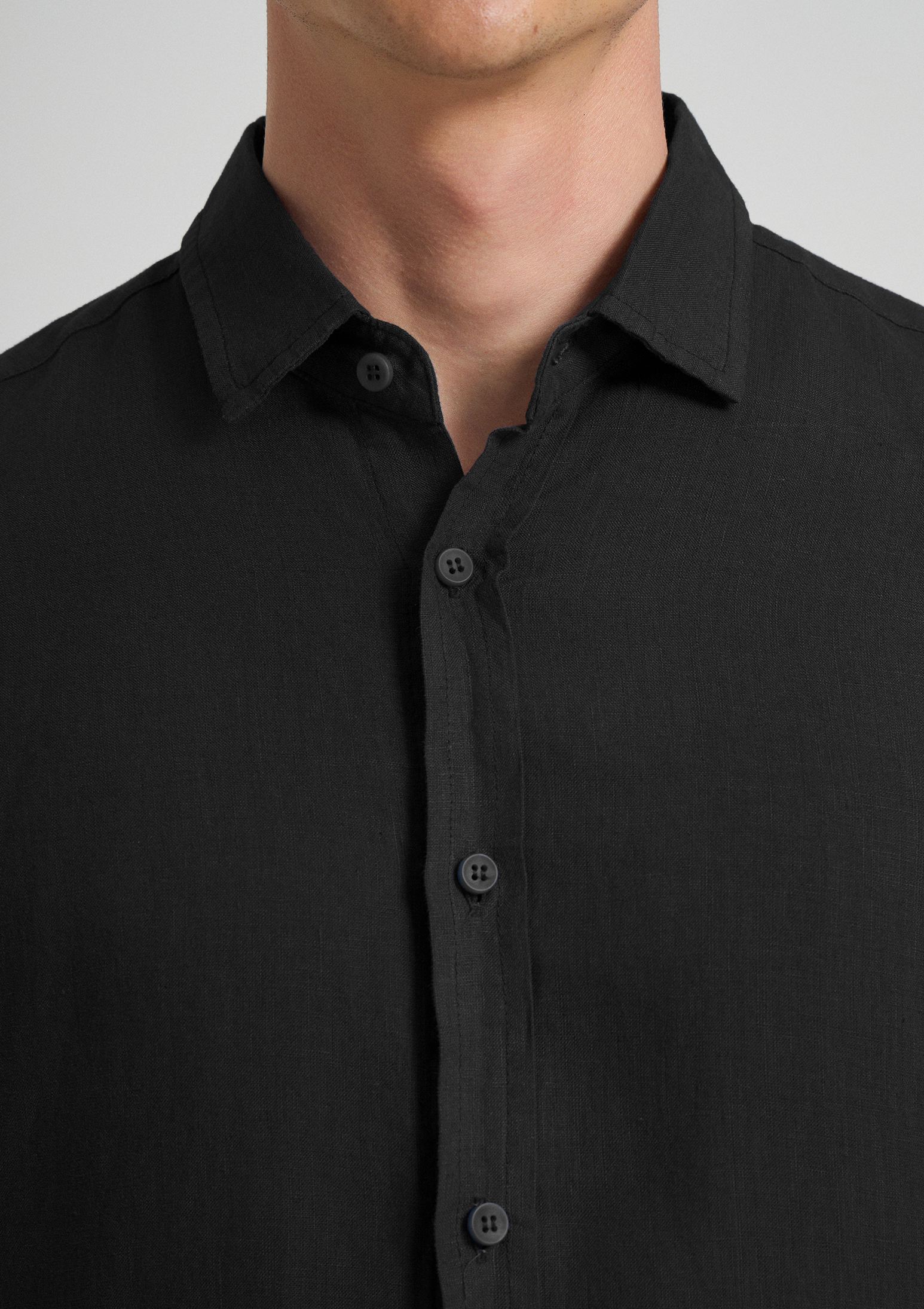 Evoto Valano Regular Fit Linen Shirt Black - Sea You Soon