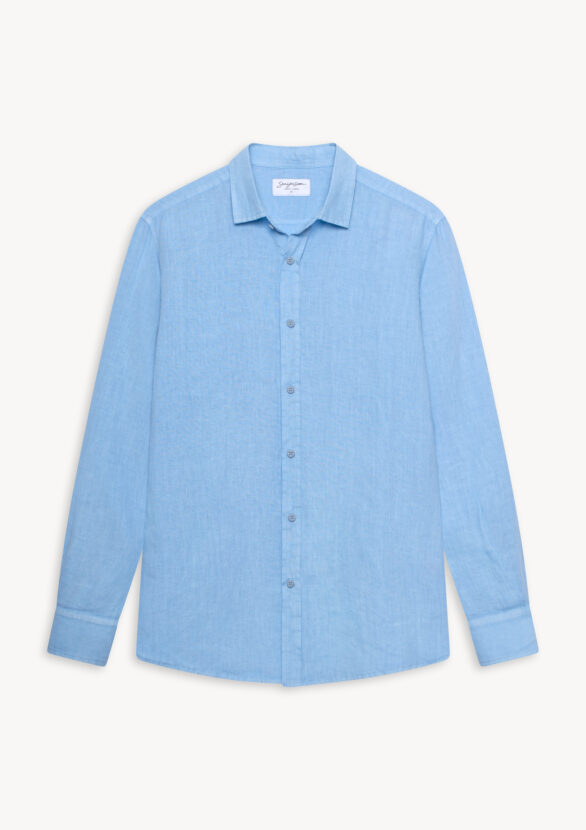 Valano Regular Fit Linen Shirt Blue Lagoon