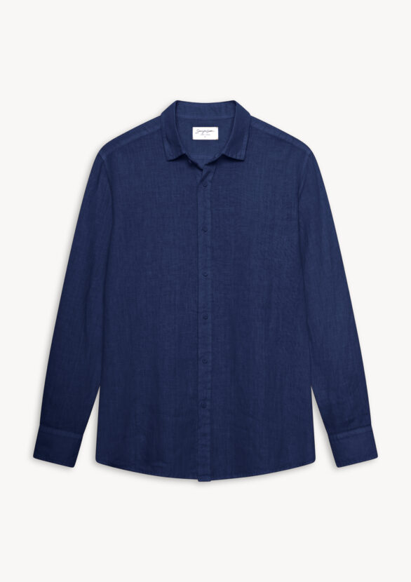 Valano Regular Fit Linen Shirt Eclipse Blue