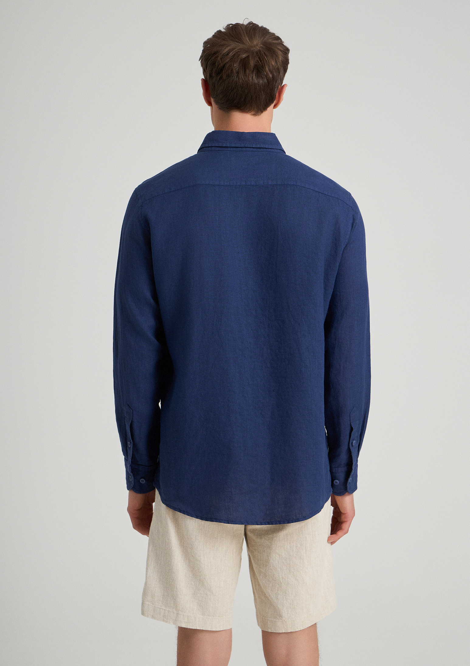 Evoto Valano Regular Fit Linen Shirt Eclipse Blue - Sea You Soon