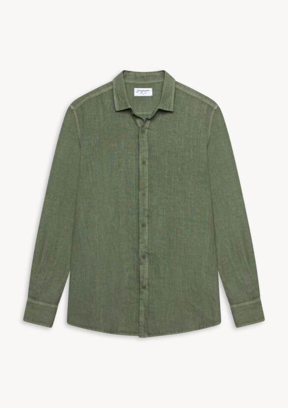Valano Regular Fit Linen Shirt Olivine