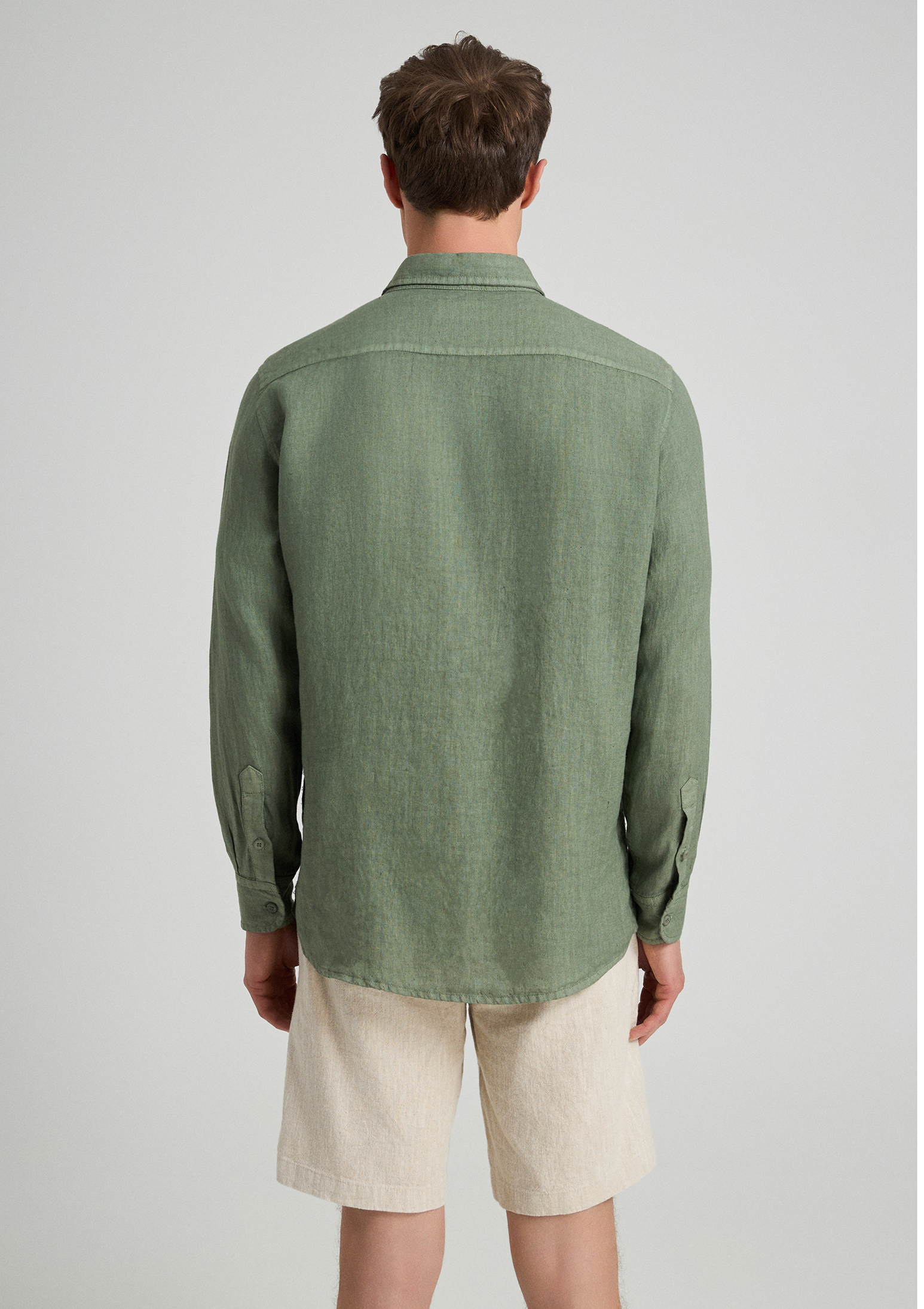 Evoto Valano Regular Fit Linen Shirt Olivine - Sea You Soon