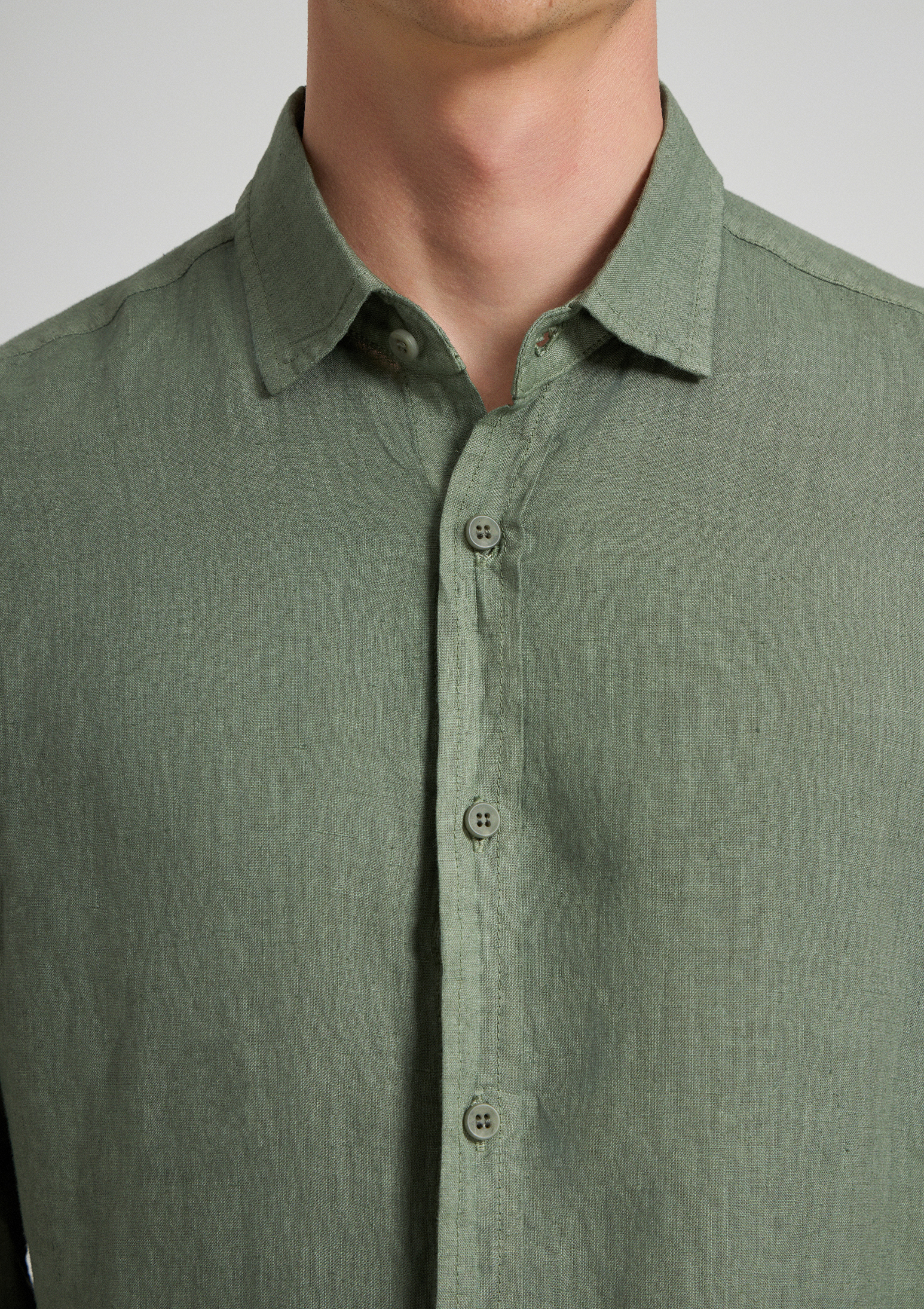 Evoto Valano Regular Fit Linen Shirt Olivine - Sea You Soon
