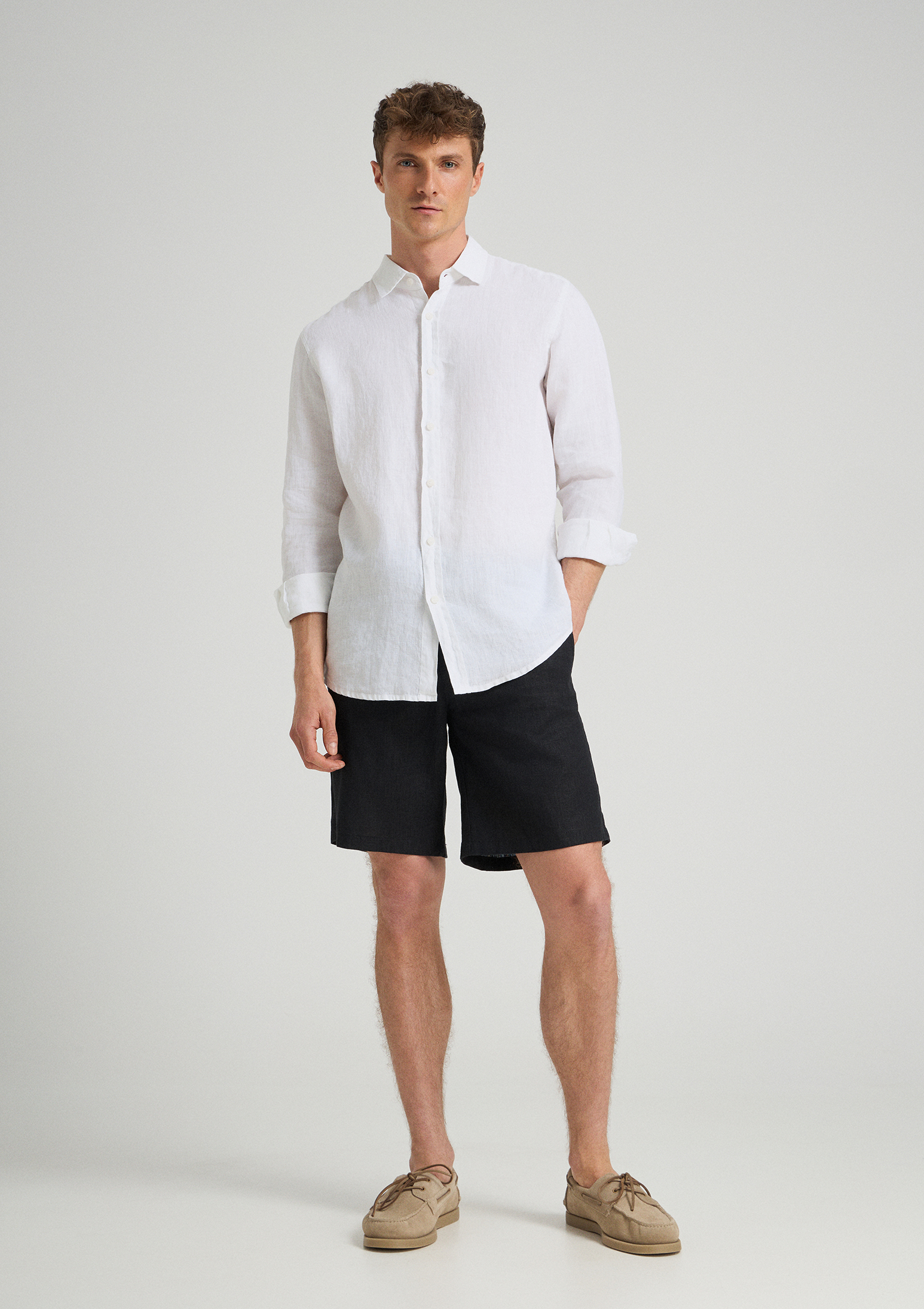Evoto Valano Regular Fit Linen Shirt White - Sea You Soon