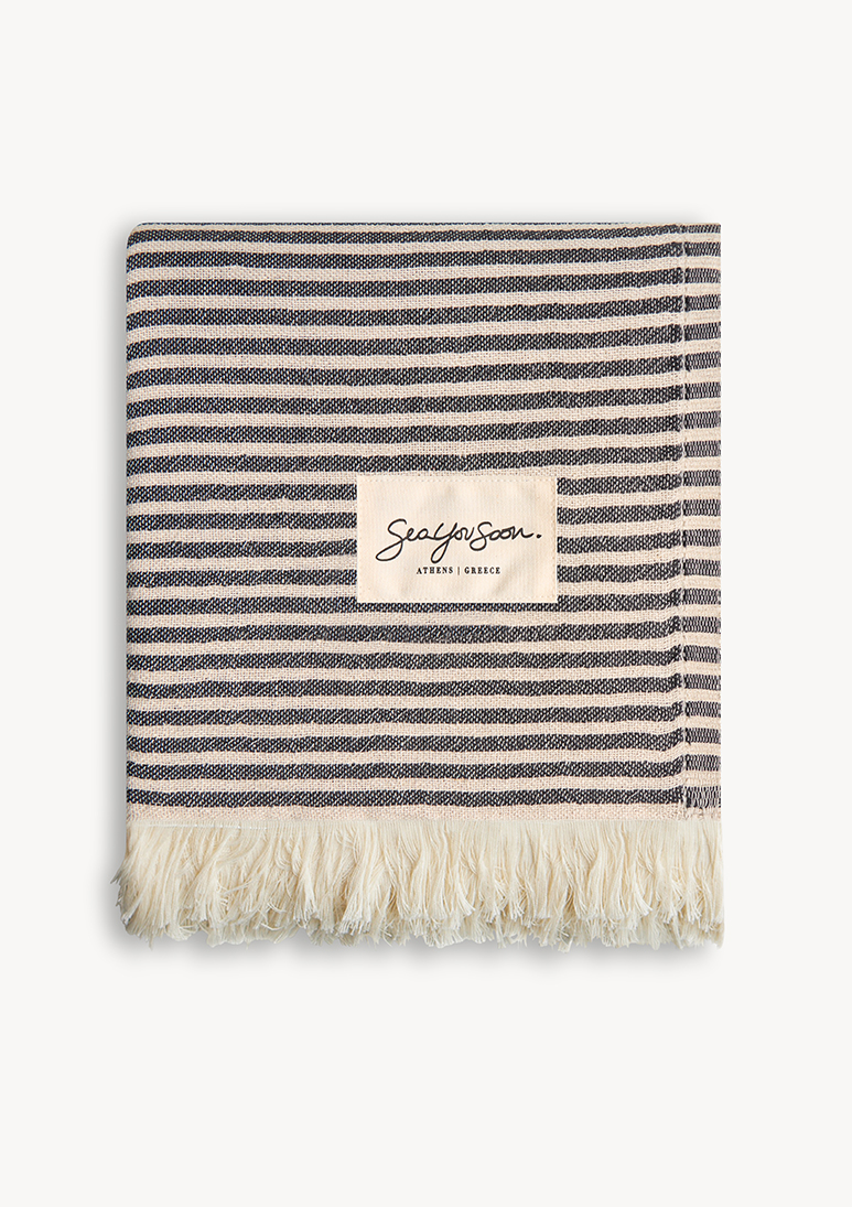 Gorgona-linen-beach-towel-black (b) Gorgona Linen Towel - Black - Sea You Soon