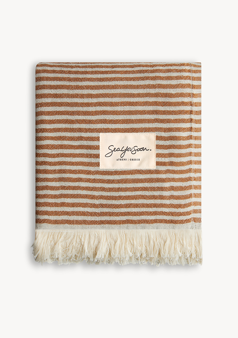 Gorgona-linen-beach-towel-bronze-brown (b) Gorgona Linen Towel - Bronze Brown - Sea You Soon