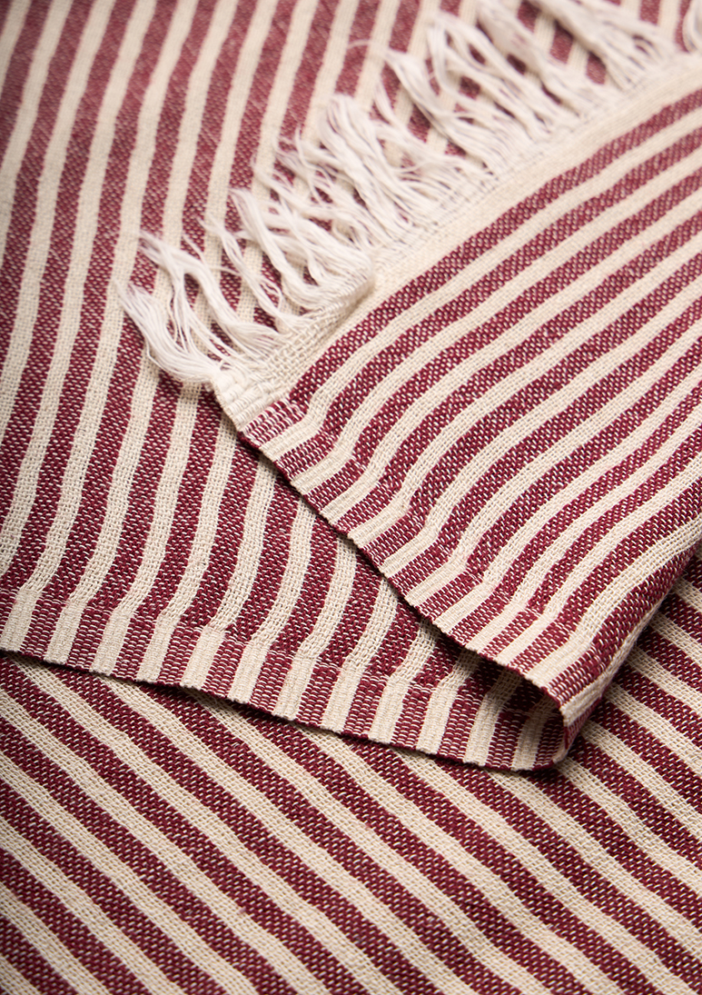 Gorgona-linen-beach-towel-burgundy (d) Gorgona Linen Towel - Burgundy - Sea You Soon