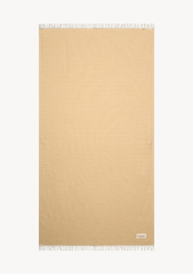 Gorgona-linen-beach-towel-mustard (a) Gorgona Linen Towel - Mustard - Sea You Soon