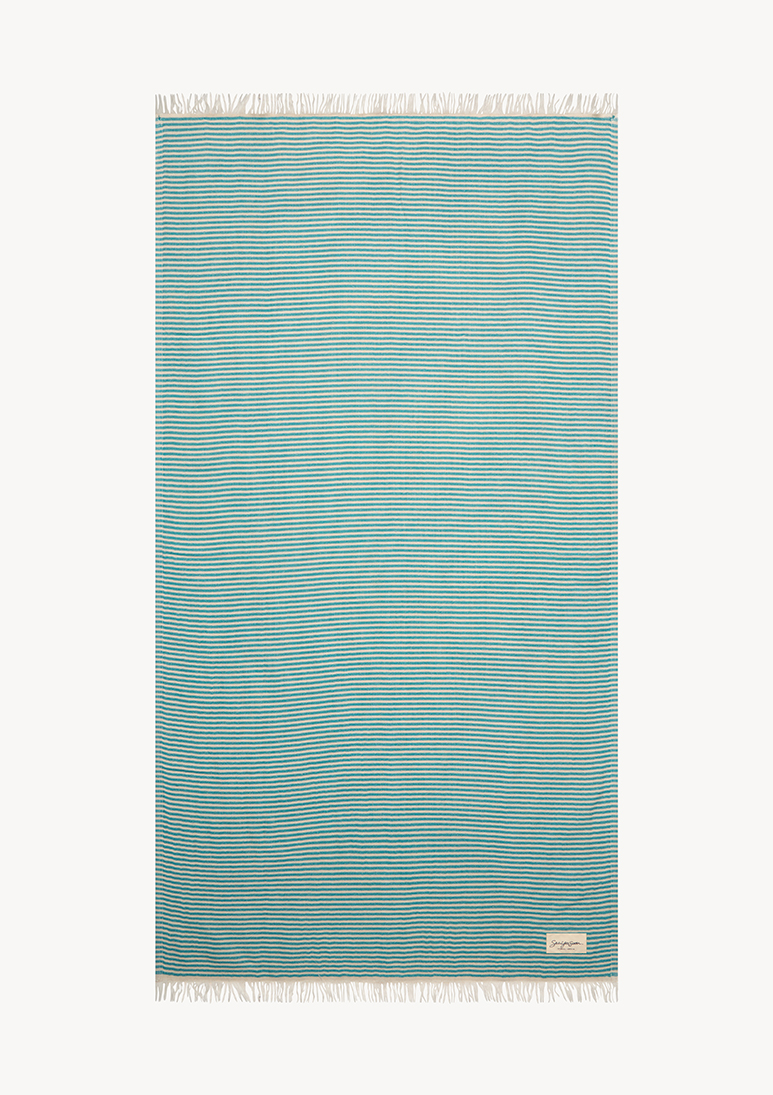 Gorgona-linen-beach-towel-teal (a) Gorgona Linen Towel - Teal - Sea You Soon