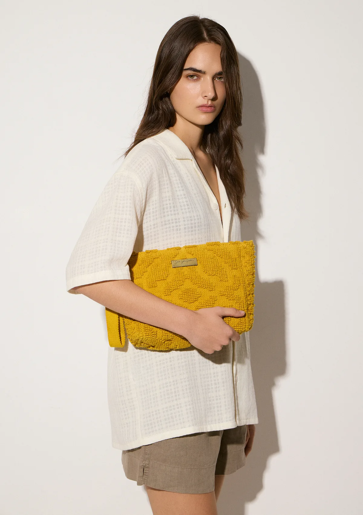 carmela-cotton-midi-clutch-mustard-lifestyle-side-alt-2 Carmela Midi Clutch Mustard - Sea You Soon
