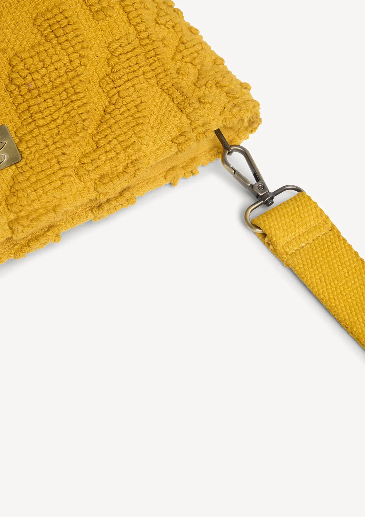 carmela-cotton-midi-clutch-mustard-on-model Carmela Midi Clutch Mustard - Sea You Soon