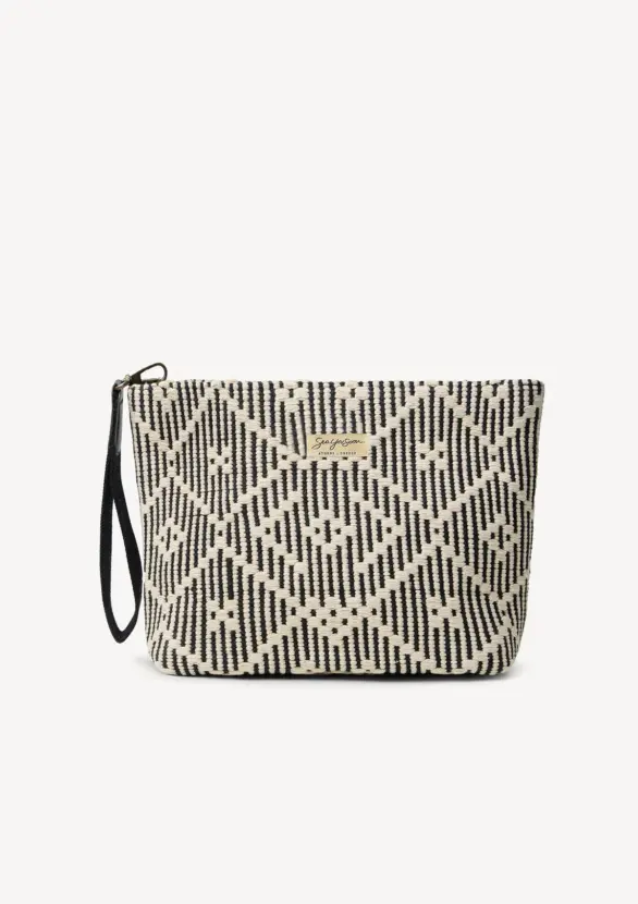 Sea You Soon Ballos Mini Clutch in black, front view showing the full silhouette