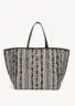 Sea You Soon Gabie Tote Bag in black, handwoven cotton, front view showing the full silhouette
