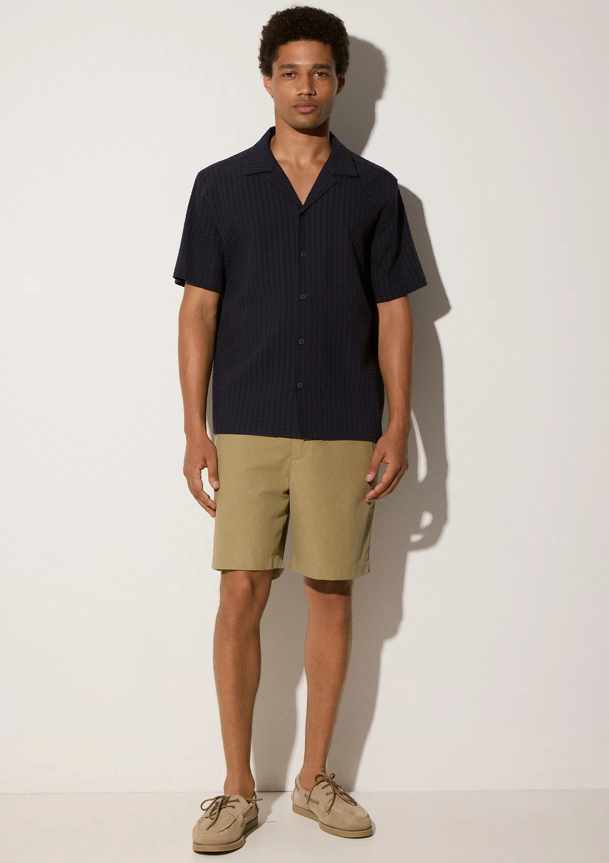 orenzo-cotton-shirt-navy-blue-lifestyle-front Orenzo Short Sleeve Shirt - Navy Blue - Sea You Soon