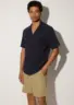 orenzo-cotton-shirt-navy-blue-lifestyle-side Orenzo Short Sleeve Shirt - Navy Blue - Sea You Soon