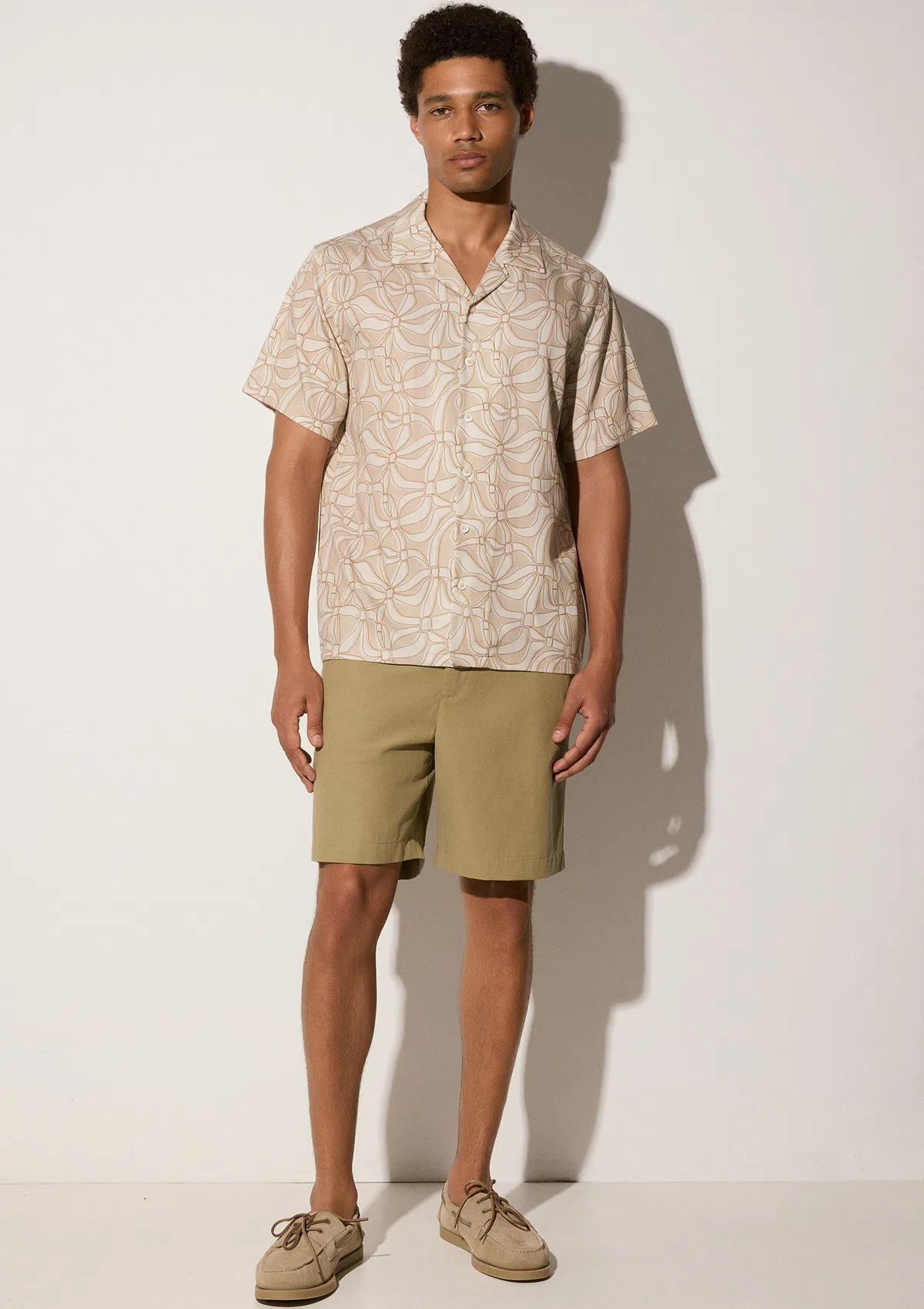 pekan-tencel-shirt-beige-lifestyle-front Additional angle of Pekan TENCEL™ TENCEL™ shirt in Sand on white background by Sea You Soon