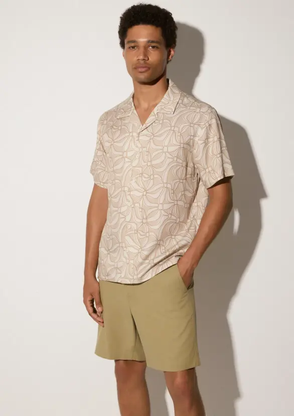 Pekan TENCEL™ short sleeve shirt in Sand, front view on white background by Sea You Soon