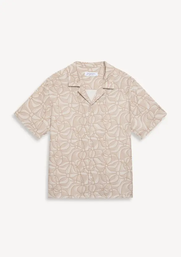 Pekan TENCEL™ short sleeve shirt in Sand, front view on white background by Sea You Soon