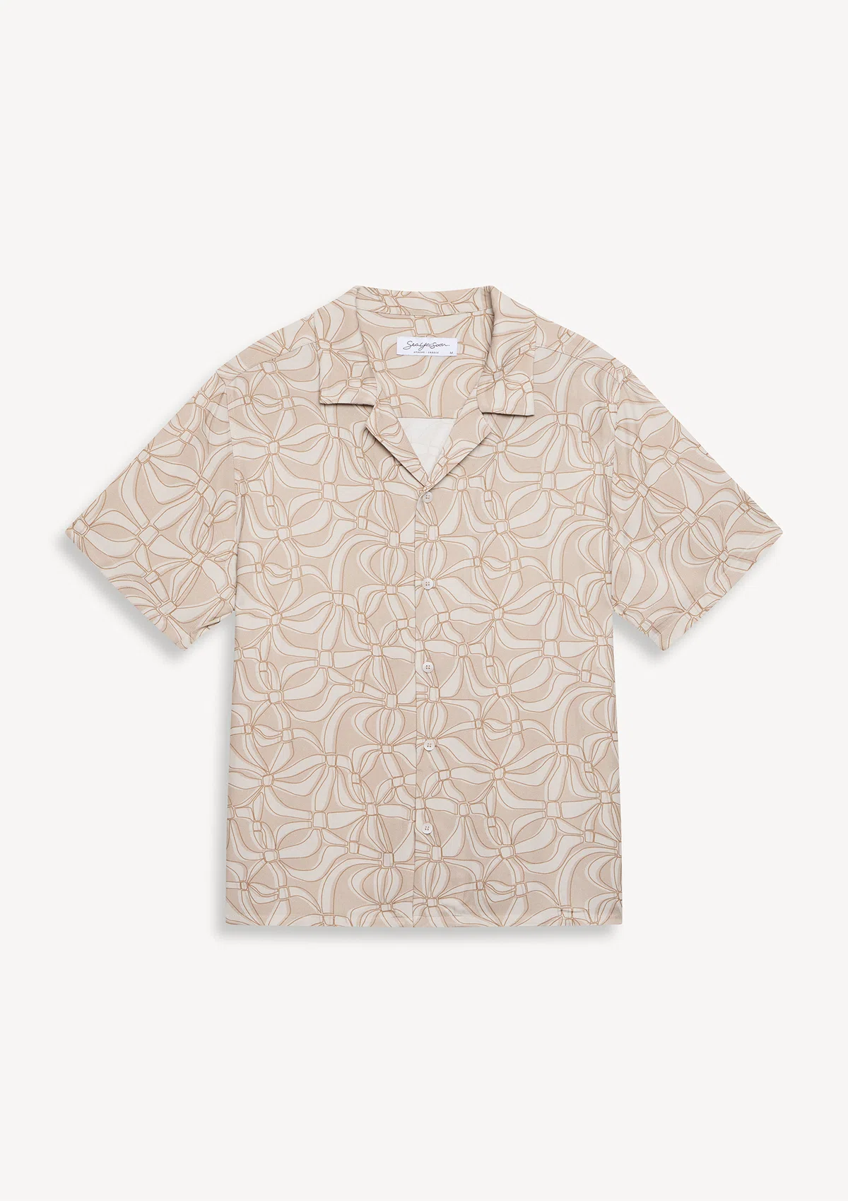 pekan-tencel-shirt-sand-front Pekan TENCEL™ short sleeve shirt in Sand, front view on white background by Sea You Soon