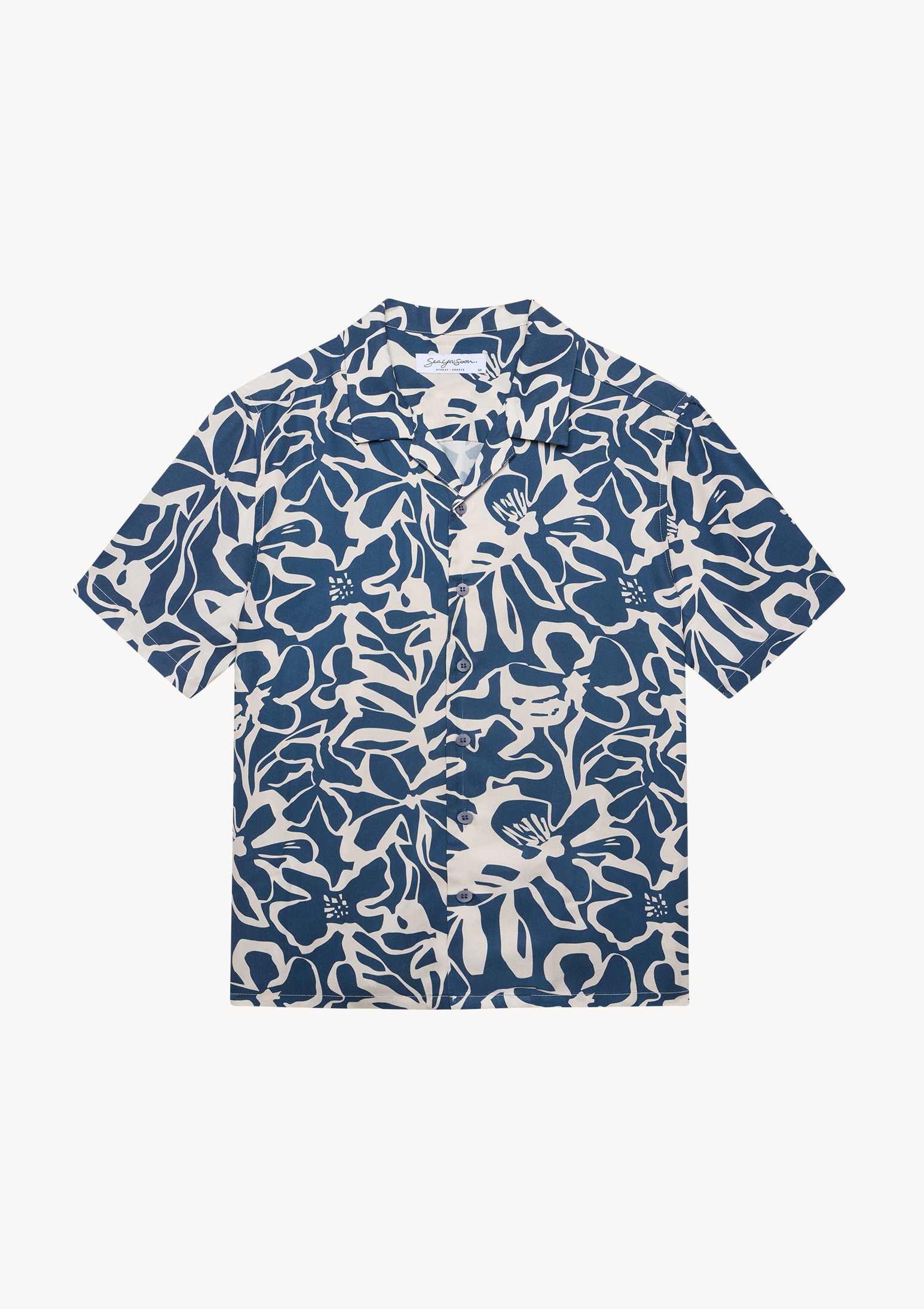 saporo-tencel-shirt-navy-blue-front Saporo Short Sleeve Shirt - Navy Blue - Sea You Soon