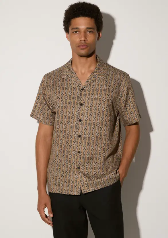 Tamuda TENCEL™ short sleeve shirt in Coco Mocha, front view on white background by Sea You Soon